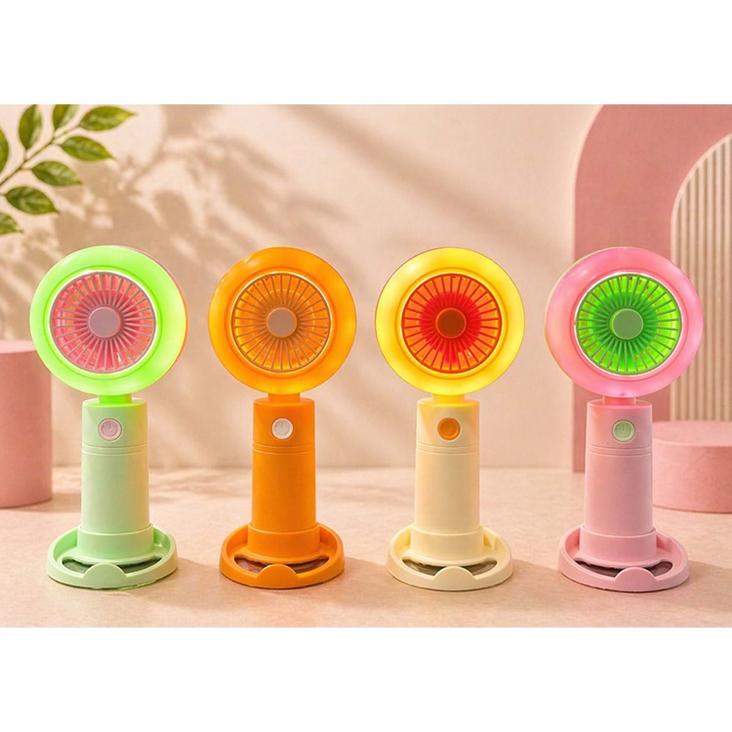 Işıklı Mini Şarjlı El Fanı 3 Kademe