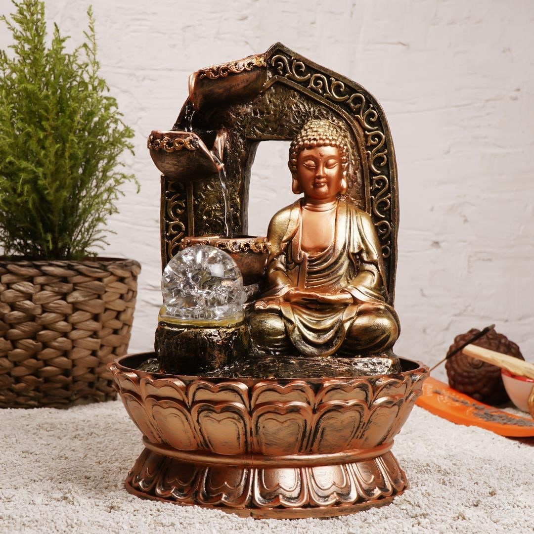 Lord Buddha Işıklı Yol Temalı Su Şelalesi