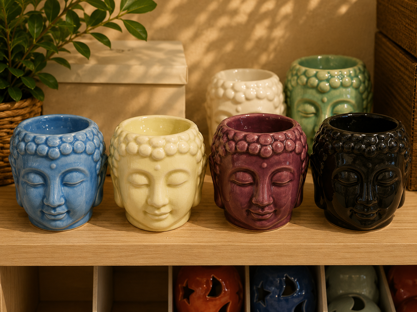 Renkli Buddha Kapaksız İthal Seramik Buhurdanlık