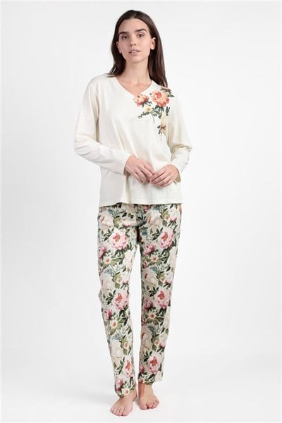 Admas Cretona Kadın Pijama Takımı Taş Rengi
