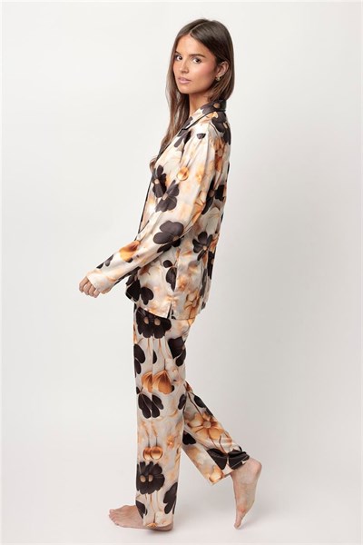 Admas Luxury Flowers Kadın Pijama Takımı Altın