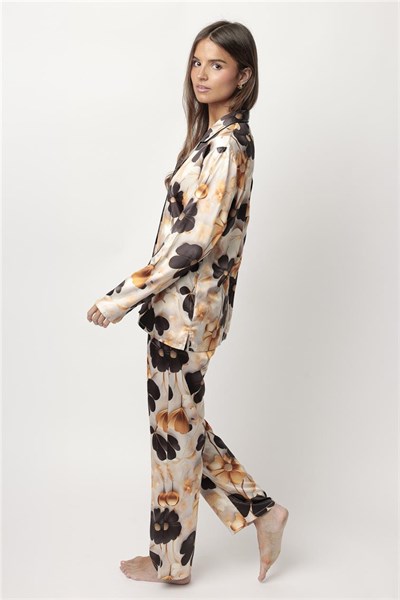 Admas Luxury Flowers Kadın Pijama Takımı Altın
