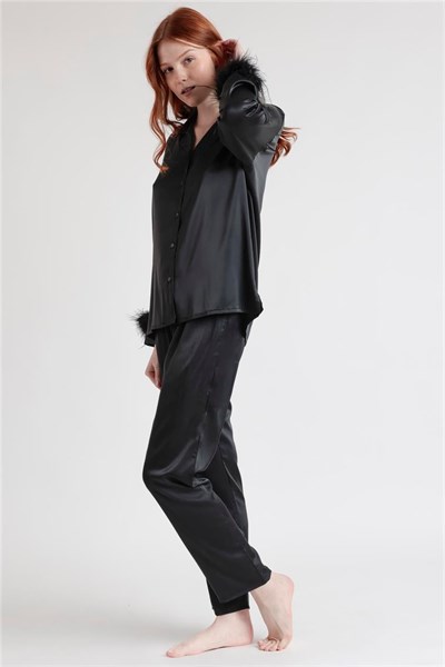 Admas Marabu Luxe Kadın Pijama Takımı Siyah