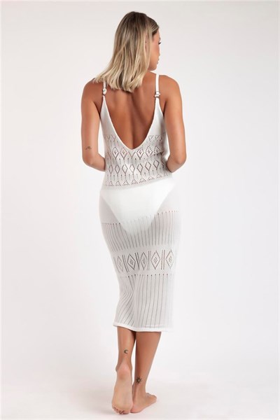 Admas Vestido Slim Kadın Plaj Elbisesi Beyaz