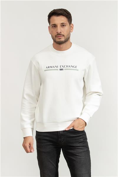 Armani Exchange Erkek Bisiklet Yaka Sweatshirt Beyaz