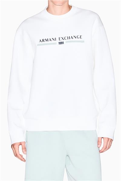 Armani Exchange Erkek Bisiklet Yaka Sweatshirt Beyaz