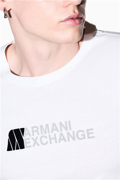 Armani Exchange Erkek Bisiklet Yaka T-Shirt Beyaz