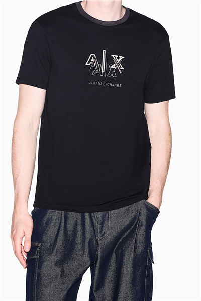 Armani Exchange Erkek Bisiklet Yaka T-Shirt Siyah