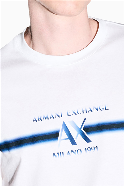 Armani Exchange Erkek Bisiklet Yaka T-Shirt Beyaz