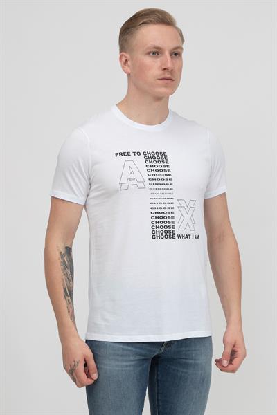 Armani Exchange Erkek Bisiklet Yaka T-Shirt Beyaz