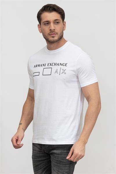 Armani Exchange Erkek Bisiklet Yaka T-Shirt Beyaz