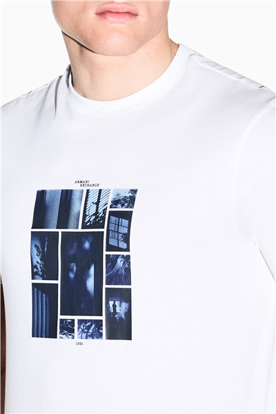 Armani Exchange Erkek Bisiklet Yaka T-Shirt Beyaz