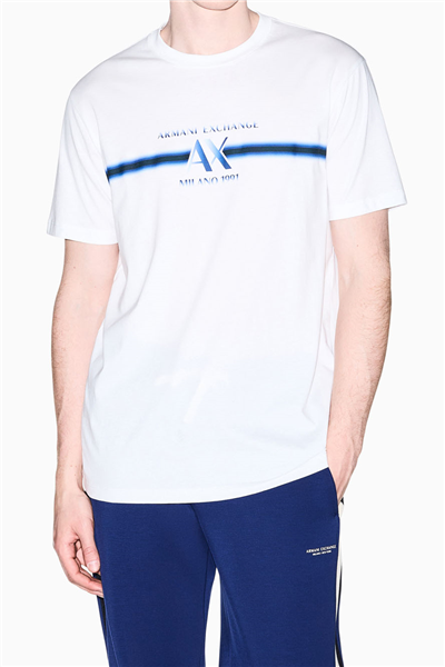 Armani Exchange Erkek Bisiklet Yaka T-Shirt Beyaz