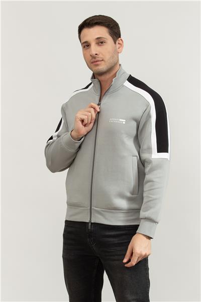 Armani Exchange Erkek Fermuarlı Sweatshirt Gri
