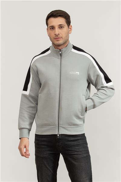 Armani Exchange Erkek Fermuarlı Sweatshirt Gri