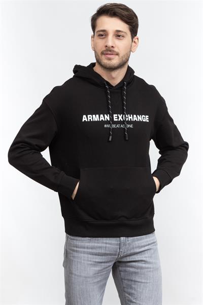 Armani Exchange Erkek Kapüşonlu Sweatshirt Siyah