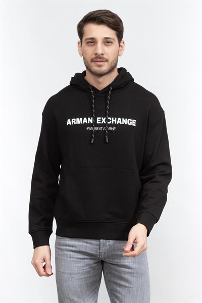 Armani Exchange Erkek Kapüşonlu Sweatshirt Siyah