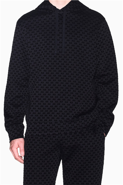 Armani Exchange Erkek Kapüşonlu Sweatshirt Siyah