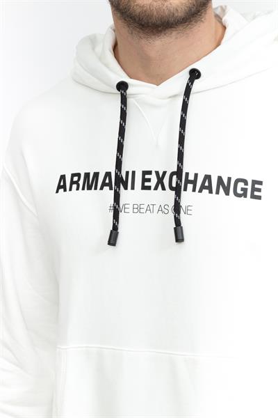 Armani Exchange Erkek Kapüşonlu Sweatshirt Beyaz