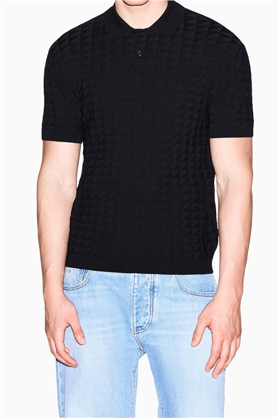 Armani Exchange Erkek Polo Yaka Triko Siyah