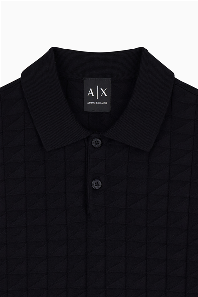 Armani Exchange Erkek Polo Yaka Triko Siyah