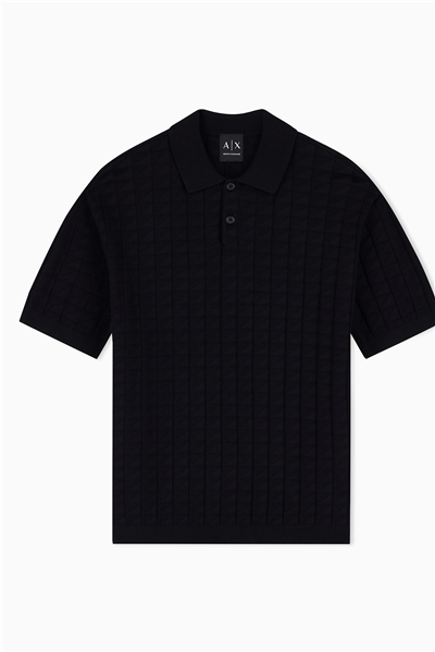 Armani Exchange Erkek Polo Yaka Triko Siyah