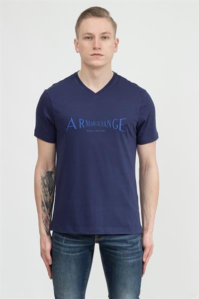 Armani Exchange Erkek V Yaka T-Shirt Mavi