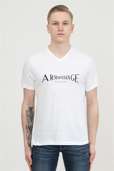 Armani Exchange Erkek V Yaka T-Shirt Beyaz
