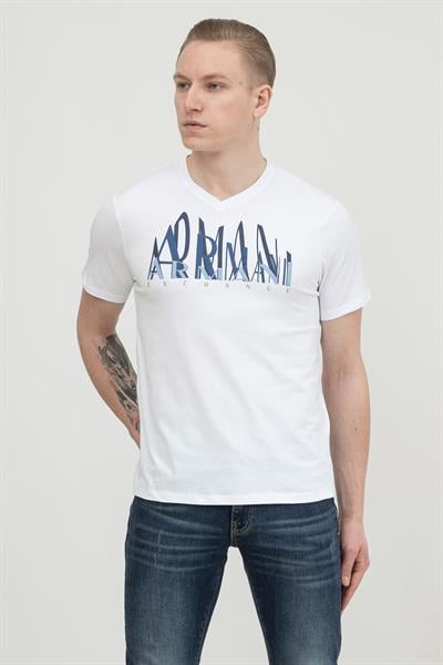 Armani Exchange Erkek V Yaka T-Shirt Beyaz