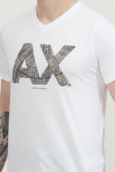 Armani Exchange Erkek V Yaka T-Shirt Beyaz