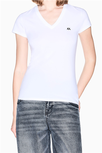 Armani Exchange Kadın Bisiklet Yaka T-Shirt Beyaz