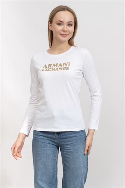 Armani Exchange Kadın Bisiklet Yaka T-Shirt Beyaz