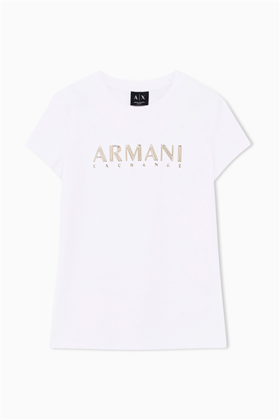 Armani Exchange Kadın Bisiklet Yaka T-Shirt Beyaz