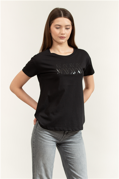 Armani Exchange Kadın Bisiklet Yaka T-Shirt Siyah