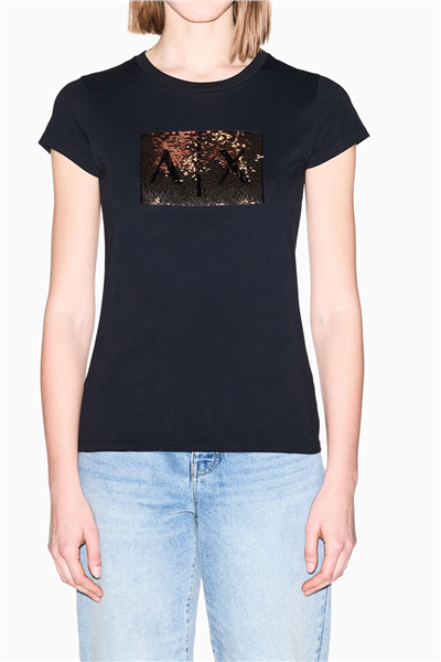 Armani Exchange Kadın Bisiklet Yaka T-Shirt Siyah