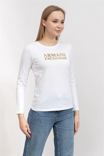 Armani Exchange Kadın Bisiklet Yaka T-Shirt Beyaz