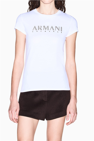 Armani Exchange Kadın Bisiklet Yaka T-Shirt Beyaz