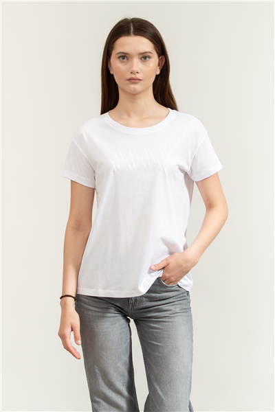 Armani Exchange Kadın Bisiklet Yaka T-Shirt Beyaz
