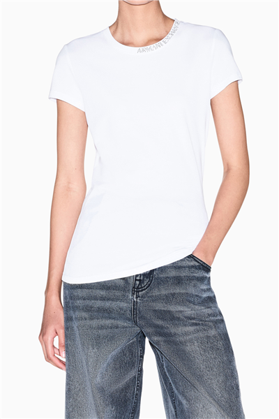 Armani Exchange Kadın Bisiklet Yaka T-Shirt Beyaz