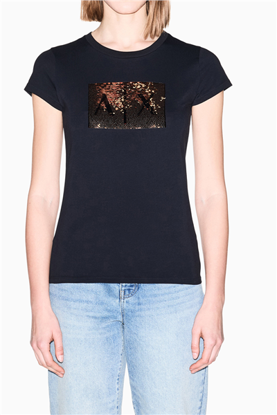 Armani Exchange Kadın Bisiklet Yaka T-Shirt Siyah