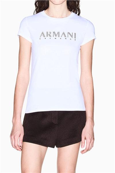 Armani Exchange Kadın Bisiklet Yaka T-Shirt Beyaz