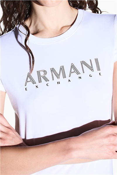 Armani Exchange Kadın Bisiklet Yaka T-Shirt Beyaz