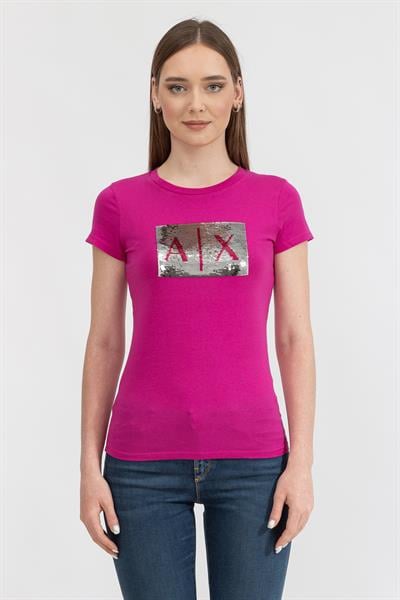 Armani Exchange Kadın Bisiklet Yaka T-Shirt Pembe