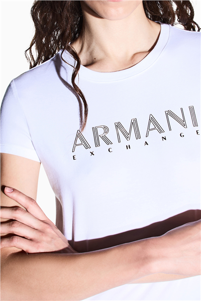 Armani Exchange Kadın Bisiklet Yaka T-Shirt Beyaz