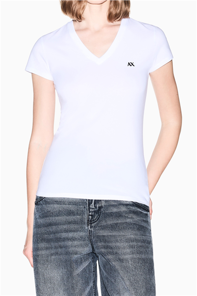 Armani Exchange Kadın Bisiklet Yaka T-Shirt Beyaz