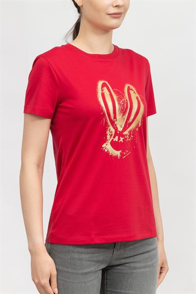 Armani Exchange Kadın Bisiklet Yaka T-Shirt Kırmızı