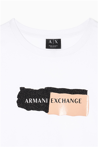 Armani Exchange Kadın Bisiklet Yaka T-Shirt Beyaz