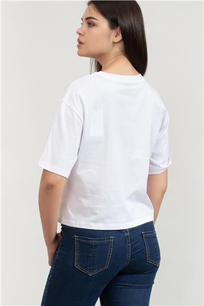 Armani Exchange Kadın Bisiklet Yaka T-Shirt Beyaz