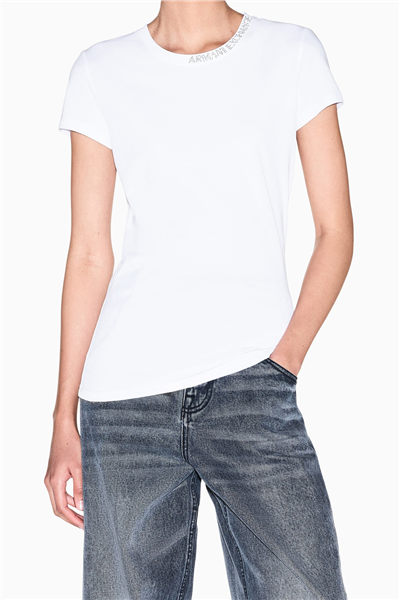 Armani Exchange Kadın Bisiklet Yaka T-Shirt Beyaz