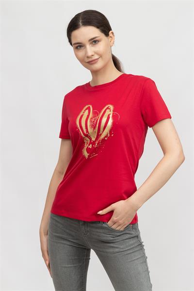 Armani Exchange Kadın Bisiklet Yaka T-Shirt Kırmızı